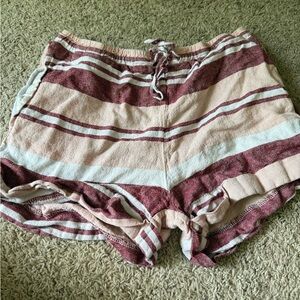 Cream and Pink Athletic Shorts Lightweight Comfort